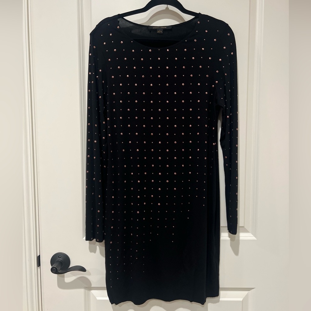 Cynthia Steffe lightweight Classic Black Dress with Copper Accents size L